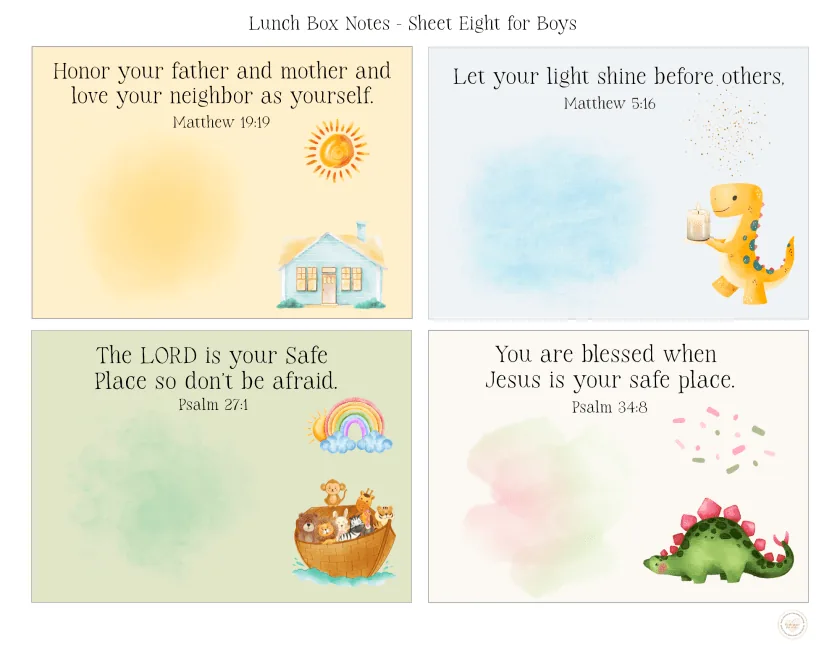 Another set of scripture lunchbox notes for boys