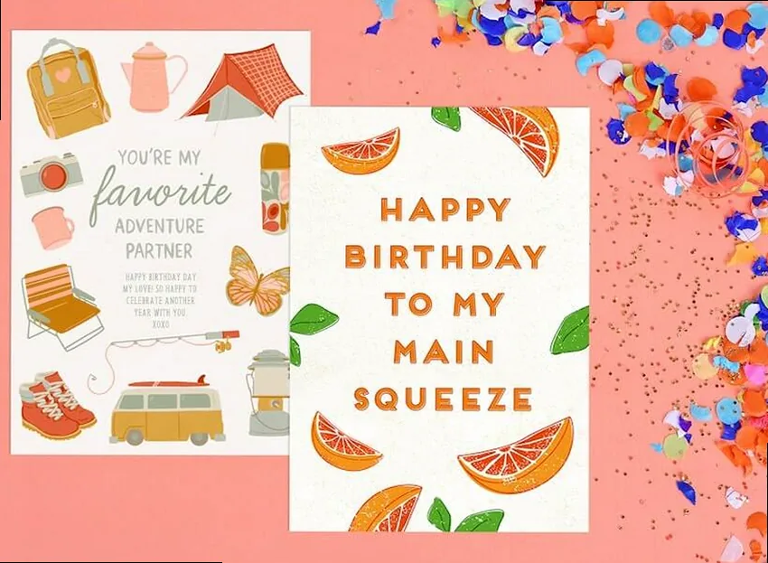Birthday card with 'Happy Birthday Husband' and confetti, symbolizing celebration and love.