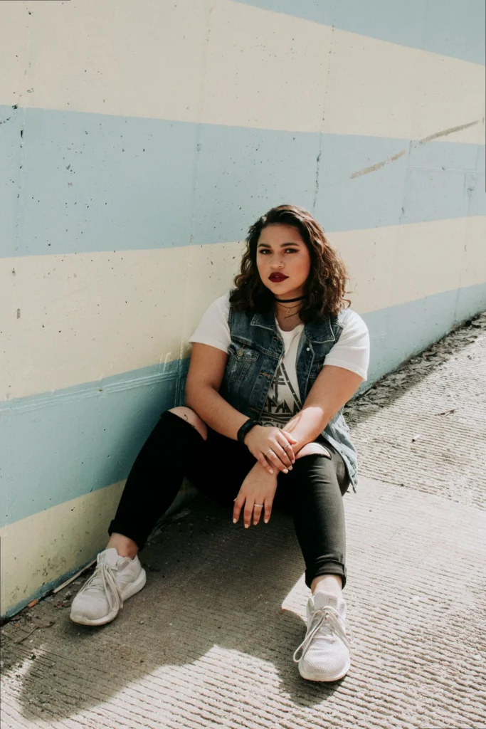 Confident person exuding savage energy, ready for social media