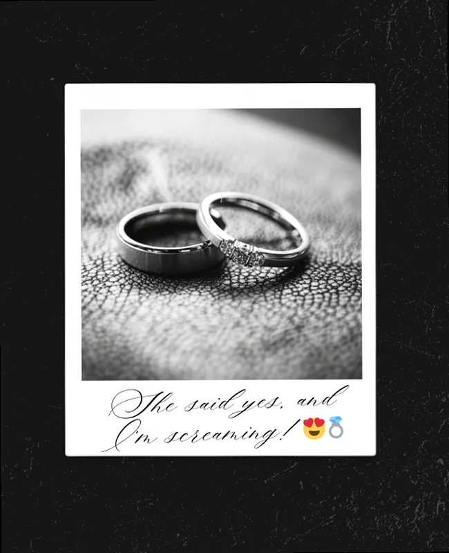 A friend celebrating a best friend's engagement with a joyful hug and a sparkling ring.