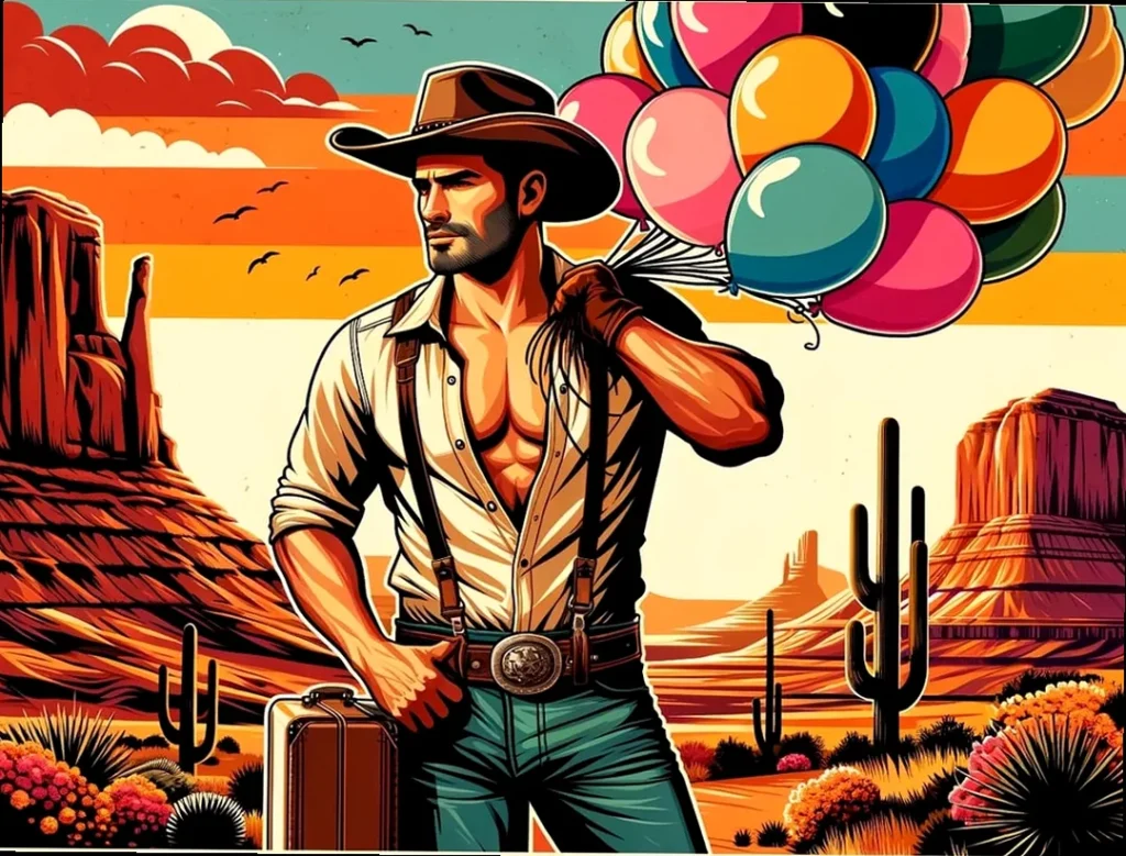 Husband with balloons on his birthday, looking happy and loved.