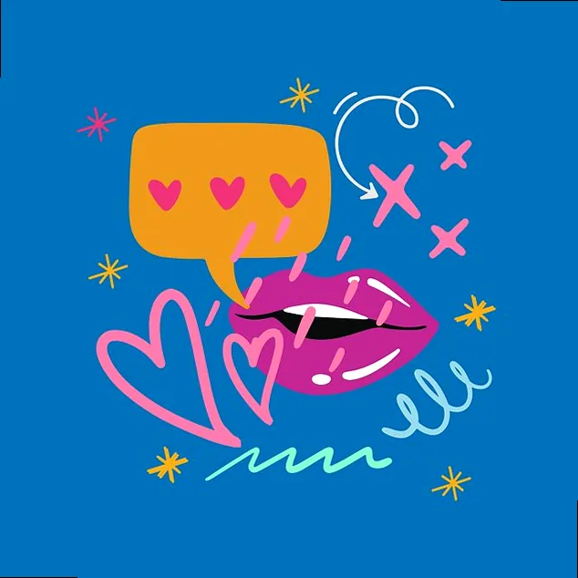 Pop art style lips and heart, representing bold expression and aesthetic.