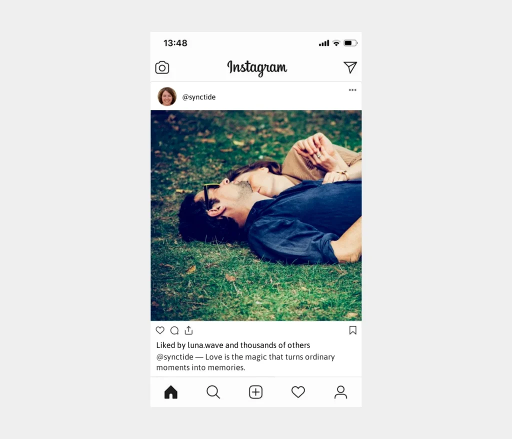 A couple laughing together, representing funny falling in love captions for Instagram.