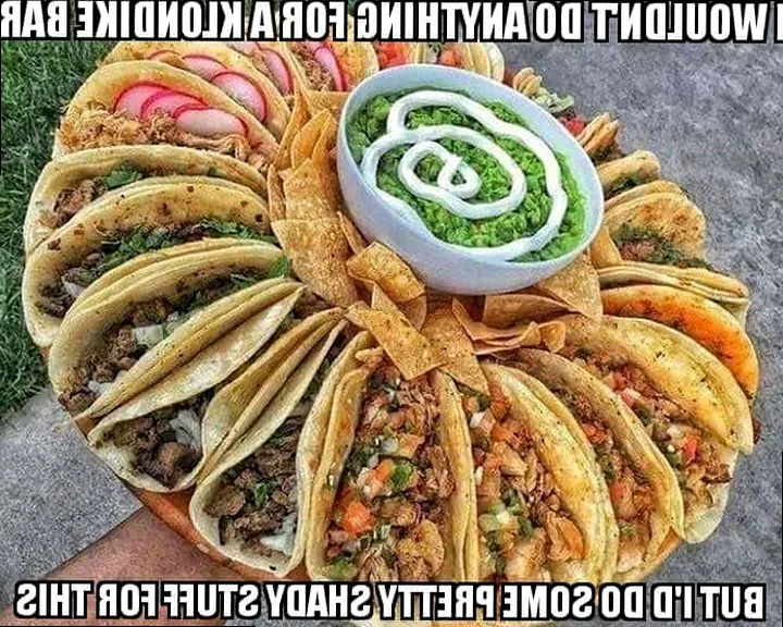 Humorous Taco Tuesday meme about doing shady stuff for tacos.