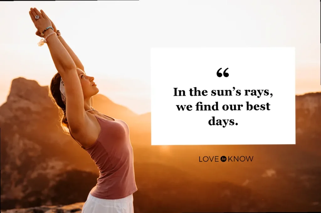 A beautiful woman doing yoga at sunrise, bathed in flattering golden light that highlights her confident glow.