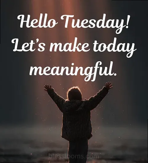 Image of a serene morning scene with a warm glow, symbolizing a good morning on Tuesday and new opportunities.