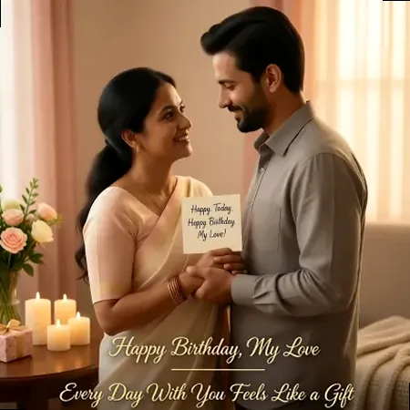 A romantic image depicting a couple or elements of love, symbolizing deep affection for a husband.