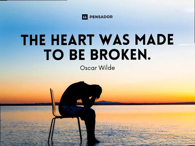 A minimalist image illustrating a quote about the heart's capacity to break, yet endure.