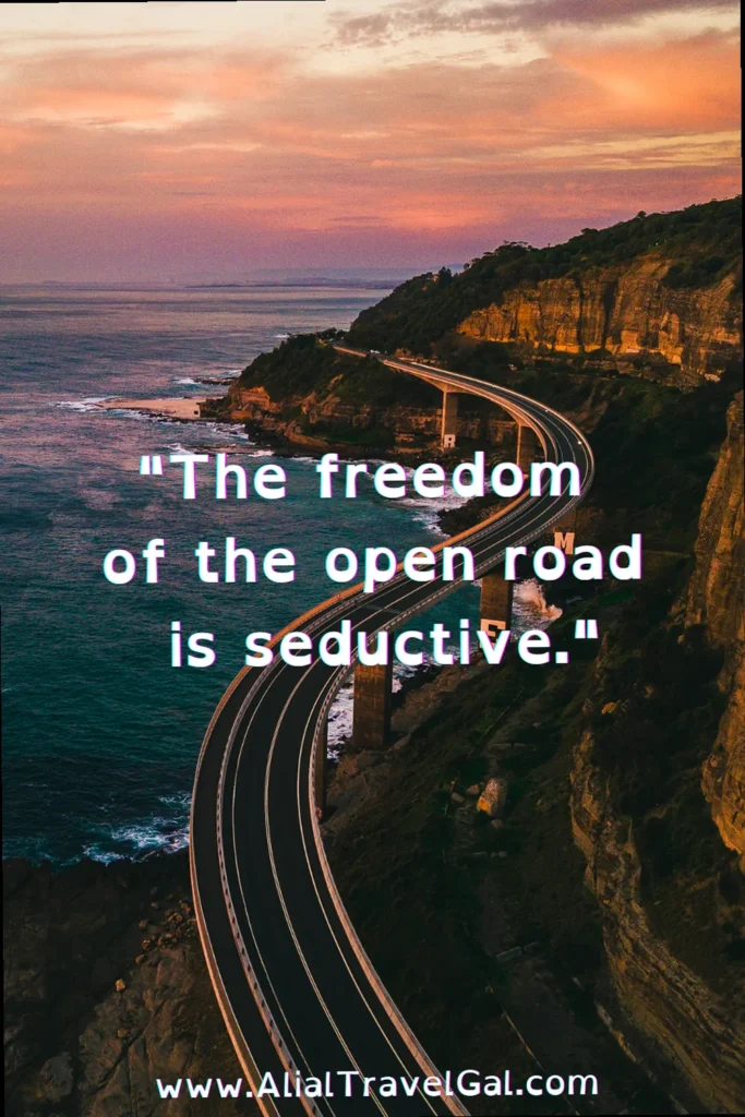 A car drives down a scenic open road at sunset, symbolizing freedom and escape with friends.