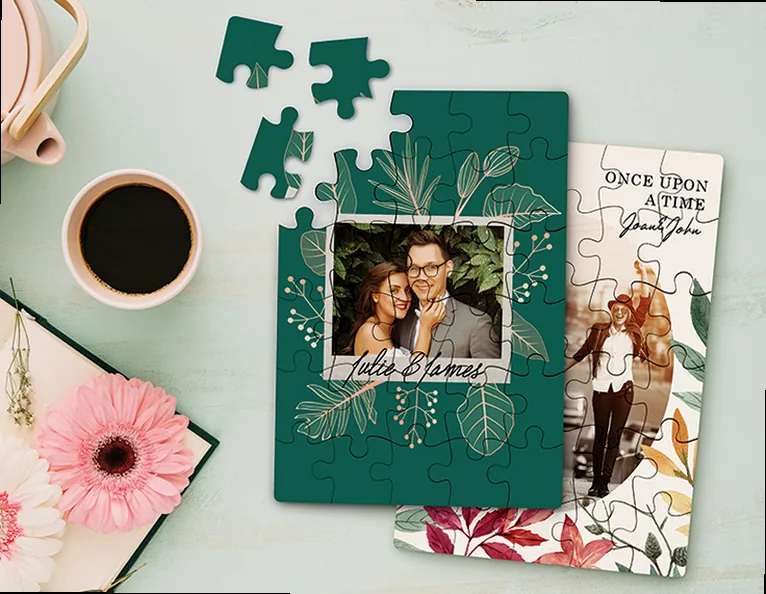 Friends looking at a personalized photo album, celebrating their shared journey.