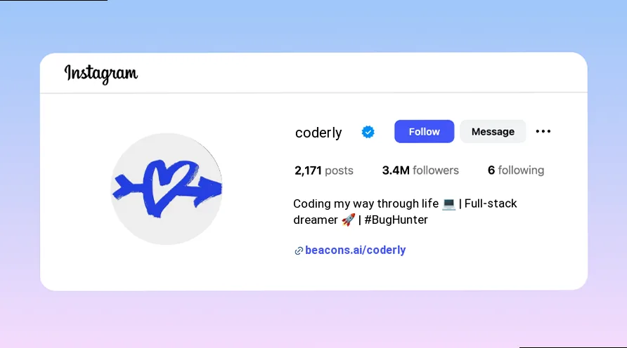 Examples of Instagram bios for student software engineers and aspiring developers.