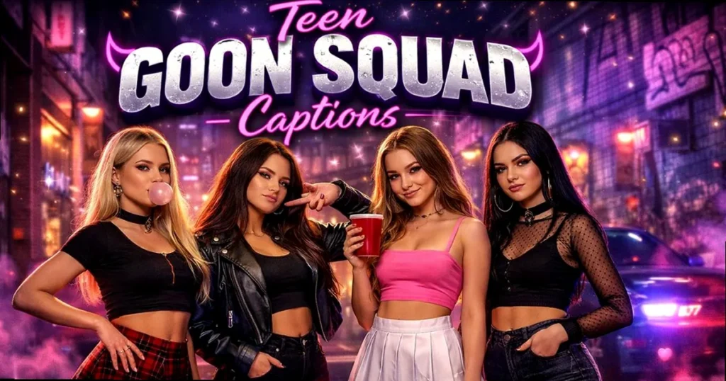 a group of friends with a chaotic and confident 'goon squad' vibe, perfect for gaming or social media.