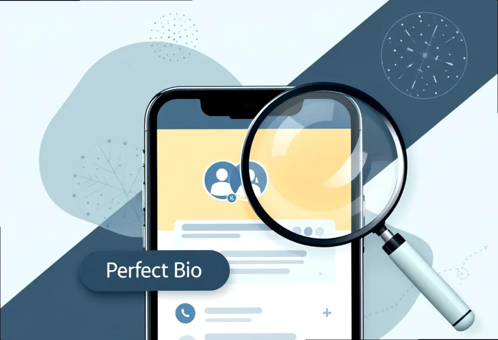 Infographic showing tips for crafting a perfect WhatsApp bio, emphasizing authenticity, conciseness, and emoji use.