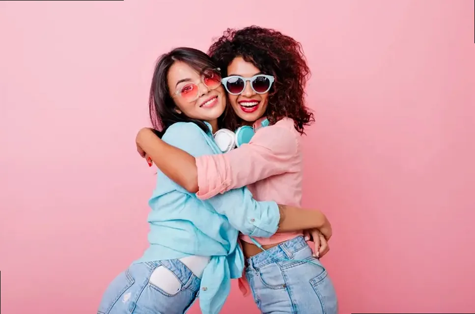 Two friends sharing a meaningful, warm embrace, symbolizing deep connection and support.