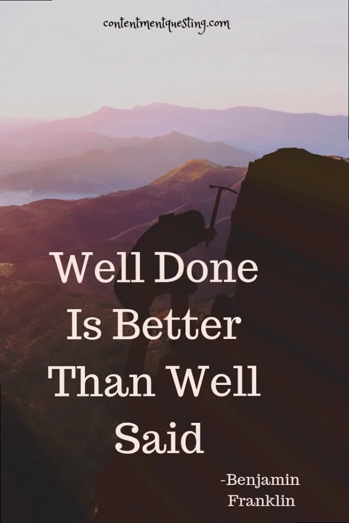 A quote emphasizing action over words, representing wit and clever thought.