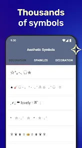 Screenshot demonstrating fancy text and symbols in an app interface.