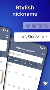 Screenshot of an app's interface showing different aesthetic text styles.