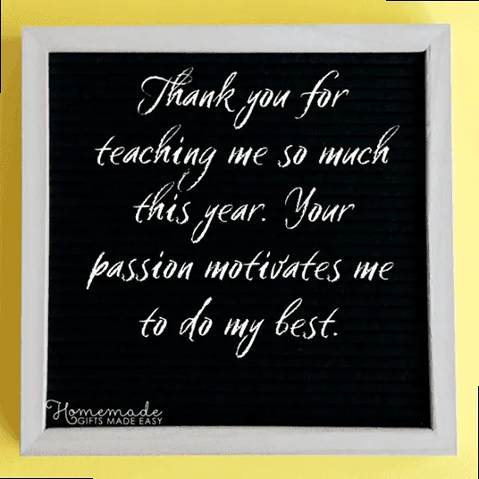 A student at graduation, expressing thanks to a teacher for their guidance throughout the school year.