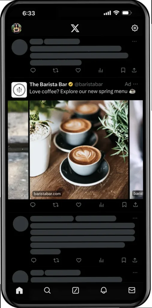 X (Twitter) Carousel Ad showing multiple swipeable cards