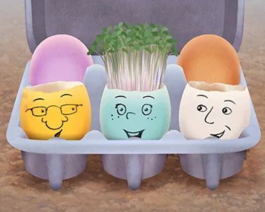 Elegant Easter flat lay with pastel eggs, flowers, and a stylish card