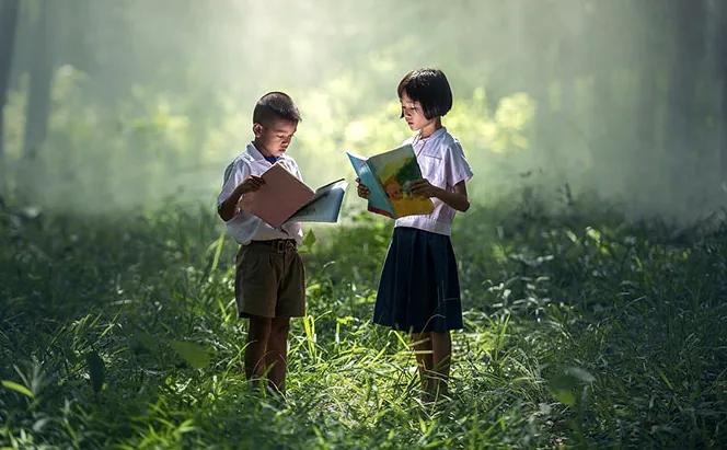 Open book with a warm, inviting glow, symbolizing the magic of reading and literary exploration.