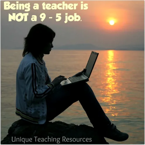 Exhausted teacher working late, highlighting the demanding nature of their job.