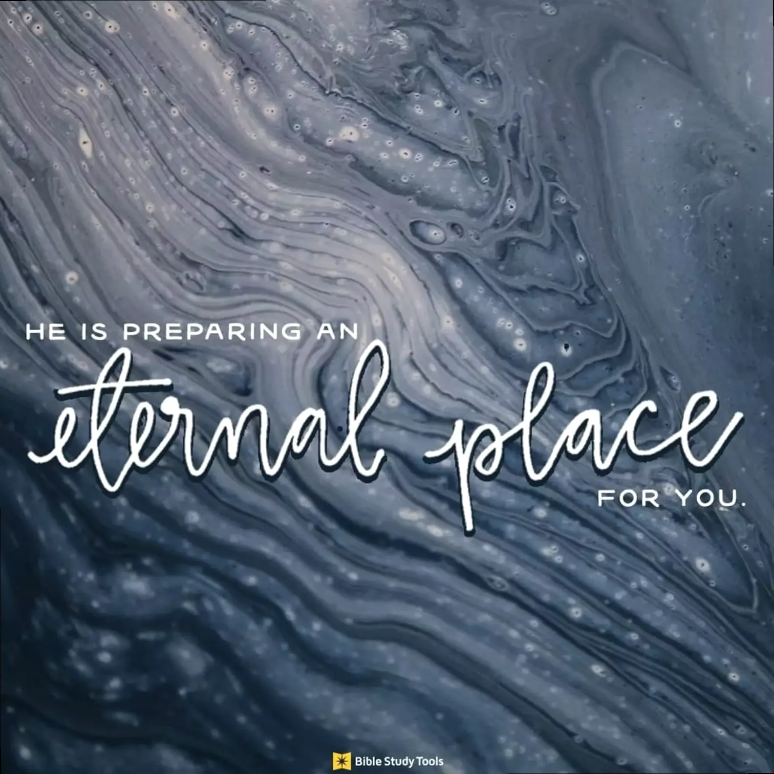 A serene image with the scripture John 14:2, emphasizing Jesus' promise of a prepared place in His Father's house.