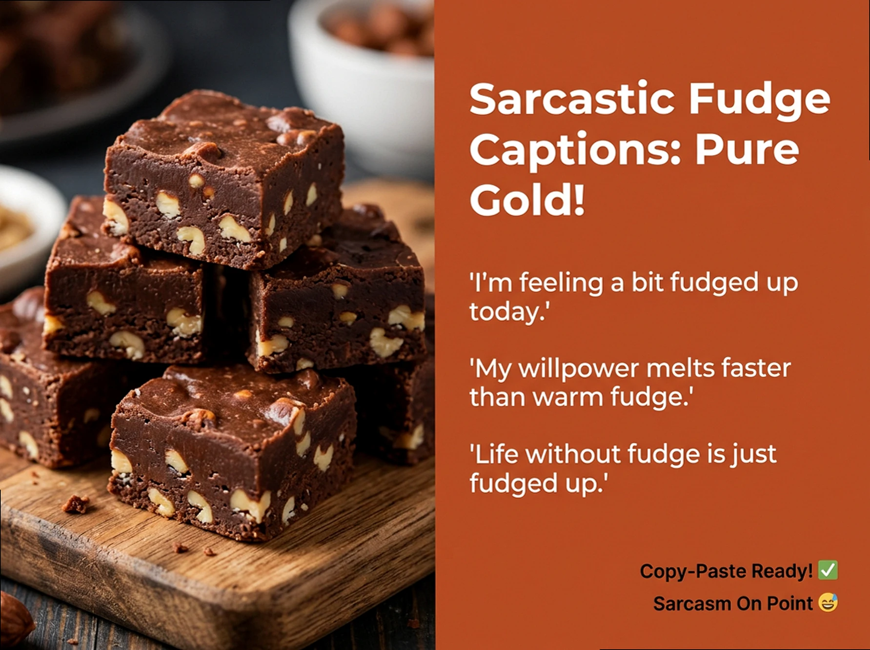 Nutty Fudge Day Captions: Sarcastic Puns for the Real Ones