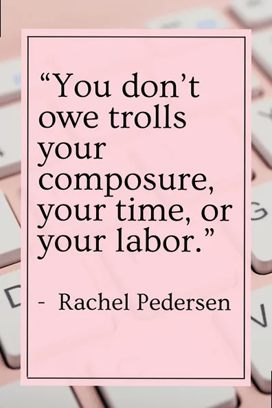 A strong, determined woman standing confidently against a blurred, chaotic background, symbolizing resilience against external criticism.
