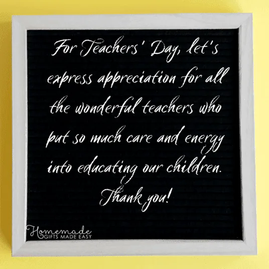 A principal's thank you message to a teacher, recognizing their dedication and care for students.