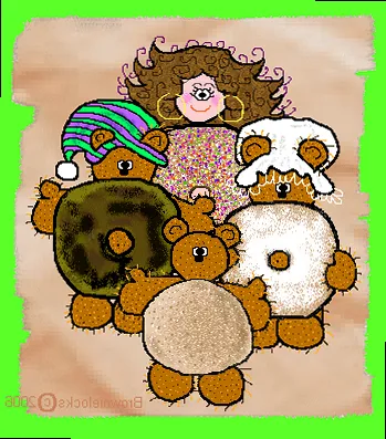 People dressed in playful doughnut costumes, including a powdered donut, a sprinkle donut, and a donut hole, representing the fun and diverse history of doughnuts.