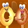 Cute couple sharing a heart-shaped donut on National Donut Day