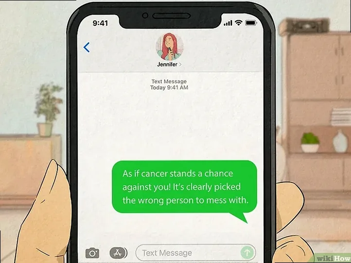 A person laughing while looking at a smartphone, illustrating the healing power of humor and lighthearted messages during a challenging time.