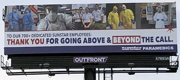 EMS Week billboard displaying public appreciation for emergency medical services