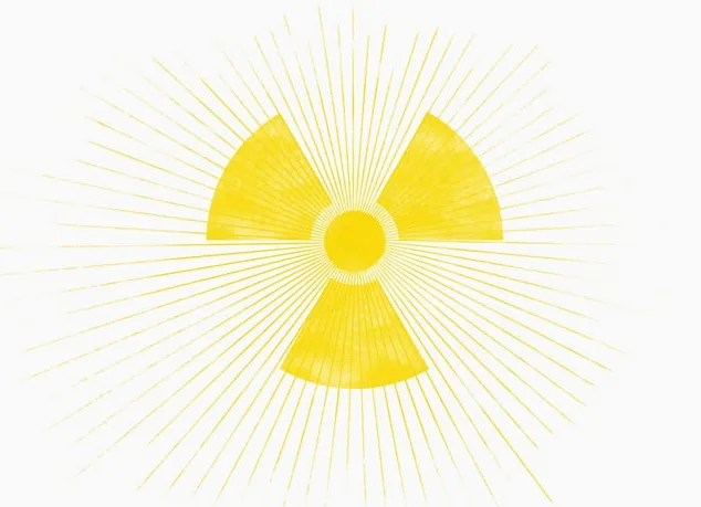 The sun in the shape of a radioactive warning symbol, representing toxicity and the need to protect oneself, leaning on chosen family for support.