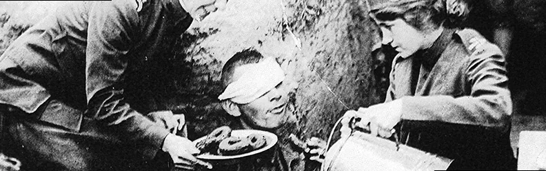 Salvation Army 'Doughnut Lassies' serving donuts to American soldiers on the front lines during World War I, a symbol of comfort and resilience.