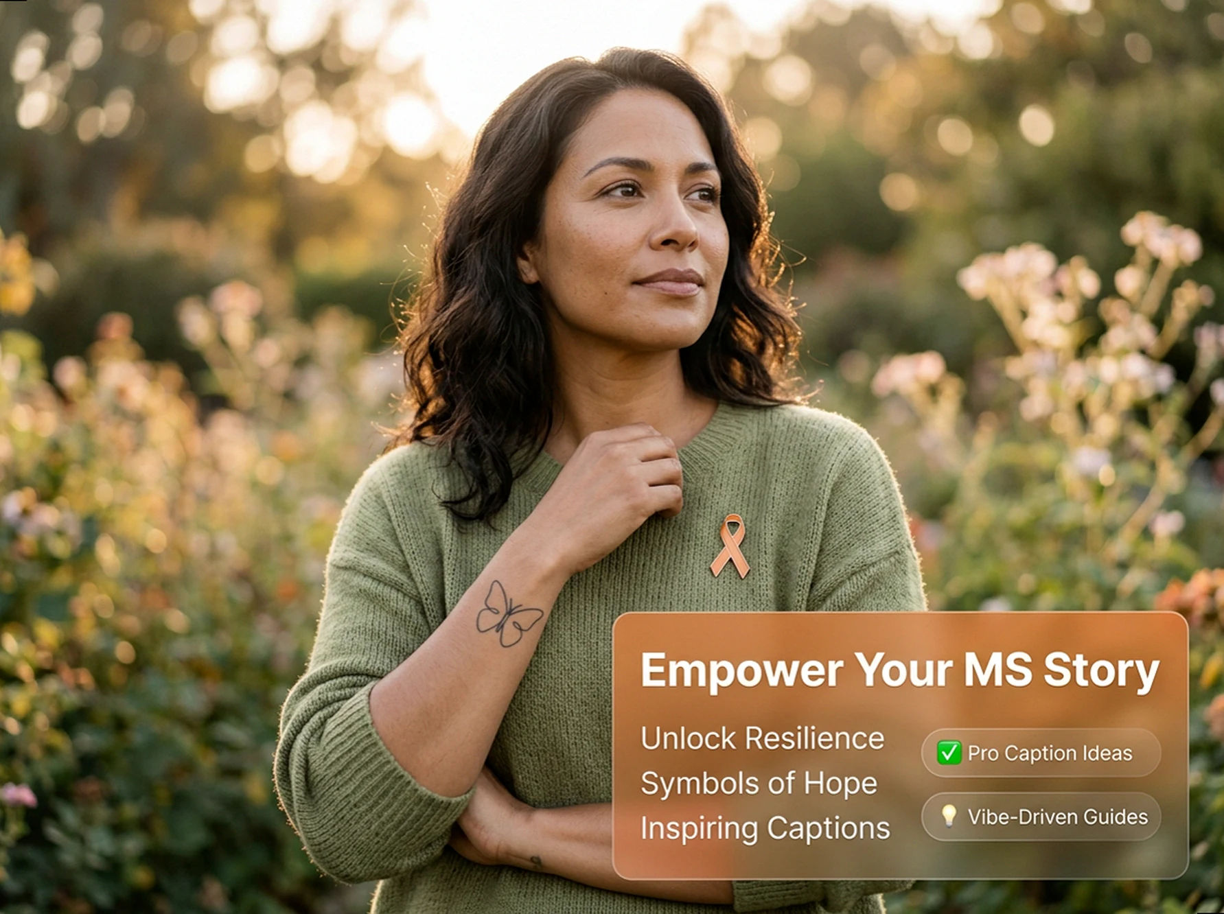Orange Ribbon & Butterfly Captions: Wear Your MS Strength